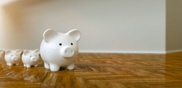 Close-up of stuffed toy on hardwood floor