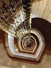 High angle view of decorations hanging at atrium at building