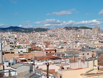 High angle view of townscape against sky