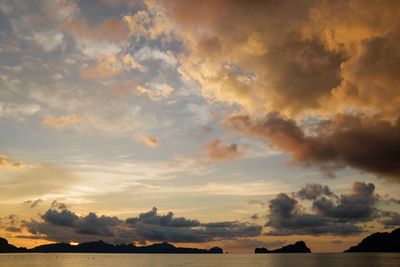 Scenic view of silhouette landscape against sky during sunset