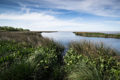 Scenic view of lake against sky