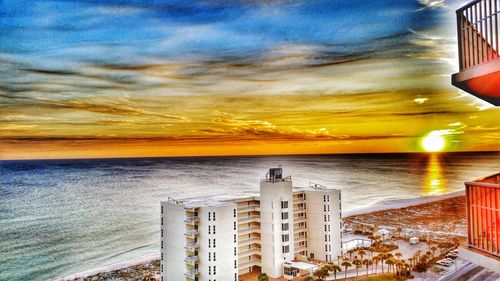 Scenic view of sea at sunset