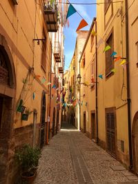 Narrow alley amidst buildings in city