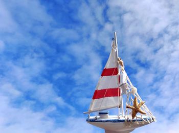 Low angle view of sailboat against sky