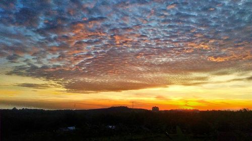 Scenic view of dramatic sky during sunset