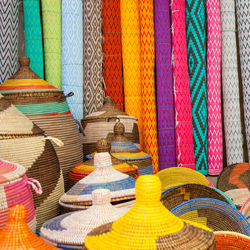 Carpets and baskets on a market