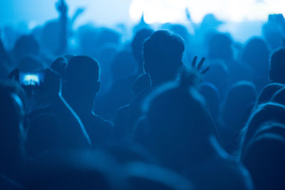 Crowd during music concert at night