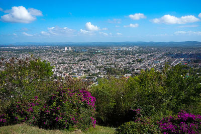 Scenic view of townscape against sky