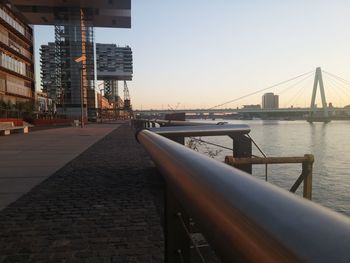 Suspension bridge over river