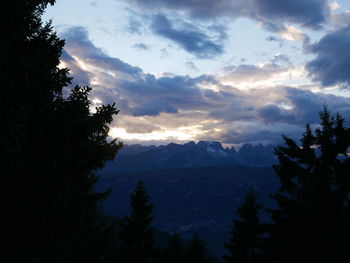 Scenic view of mountains against sky during sunset