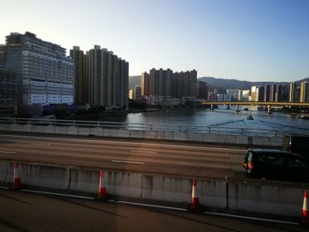View of cityscape against clear sky