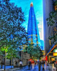 Group of people walking on building