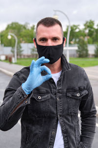 Man in black mask. stop coronavirus. 