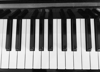 High angle view of piano keys