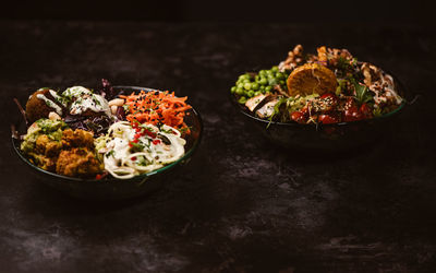 High angle view of food on table