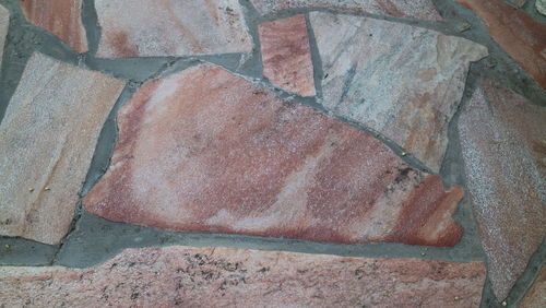 Close-up overhead view of cobblestone