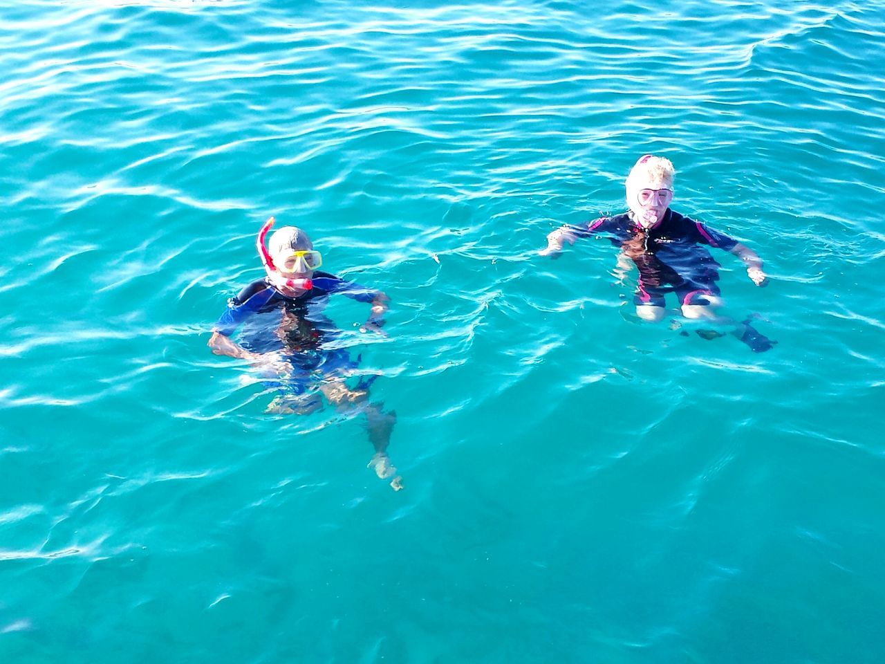 Equipped snorkelers