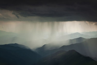 Scenic view of mountains during monsoon