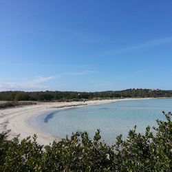 Scenic view of calm sea against blue sky