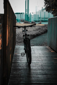 Bicycle parked on footpath in city