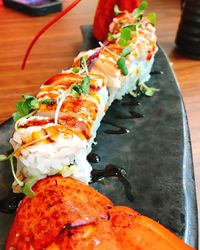 Close-up of sushi on plate