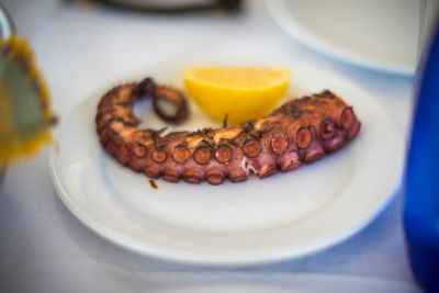 Close-up of breakfast served on table