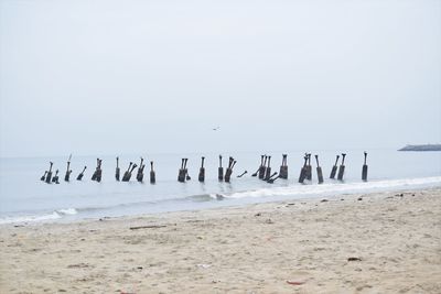 Scenic view of sea against sky during winter