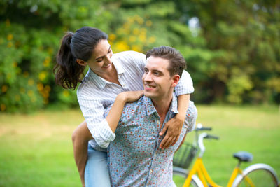 Young couple smiling