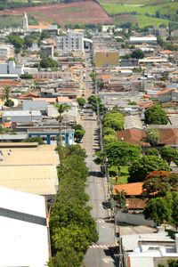 High angle view of road in town