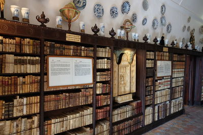 Books on shelf in library