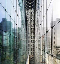 Full frame shot of modern glass building against sky