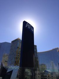 Low angle view of modern building against clear sky