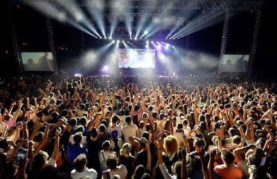 People enjoying music concert