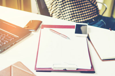 Close-up of laptop on table