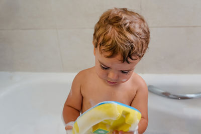 Portrait of shirtless boy