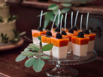 Close-up of dessert on table
