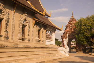 Statue of temple in building