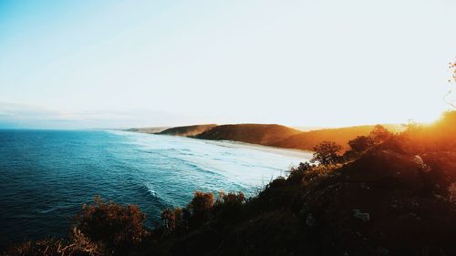 Scenic view of sea at sunset