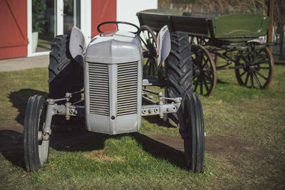 Vintage tractor and cart at the ranch
