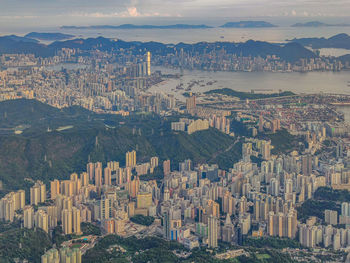 High angle view of cityscape against sky