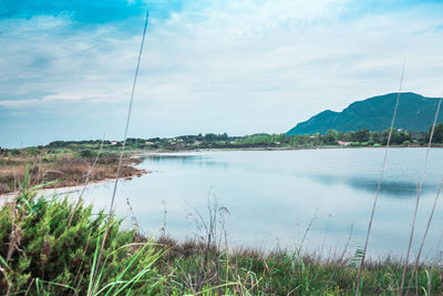 Scenic view of lake against sky