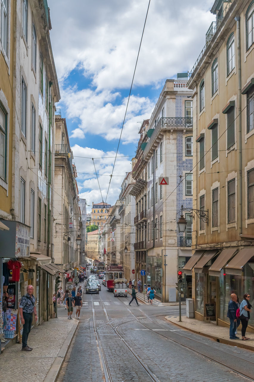 VIEW OF CITY STREET AMIDST BUILDINGS