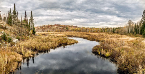 Scenic view of lake against sky