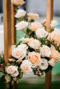 Close-up of white rose bouquet