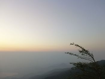 Scenic view of mountains against sky during sunset
