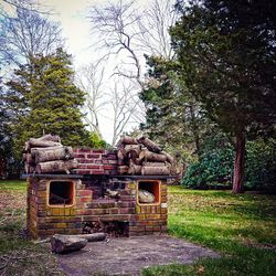 Old ruin on field