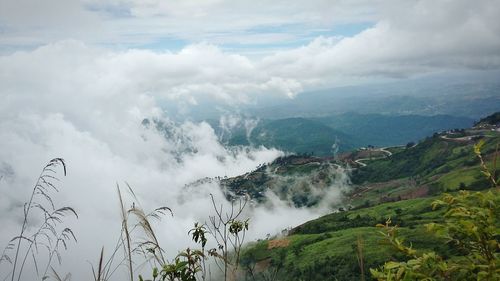 Scenic view of mountains against sky