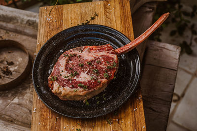 Close-up of food on cutting board