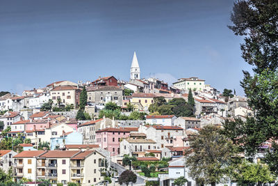 Cityscape against clear sky