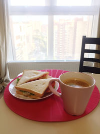 Coffee cup on table